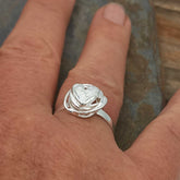 Hammered Heart sterling silver ring